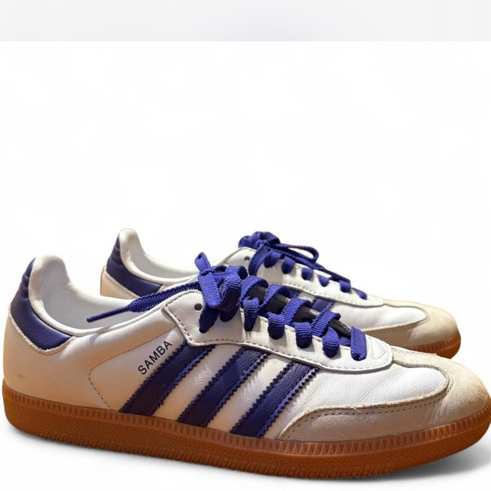 Worn once Adidas OG Samba in White and Collegiate Purple